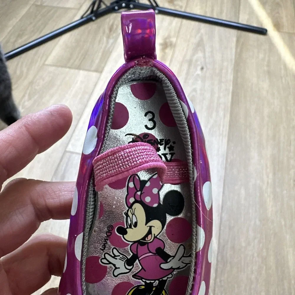 Disney Baby Minnie Mouse Shoes‎ Slip On Strap Pink Size 3 Preowned